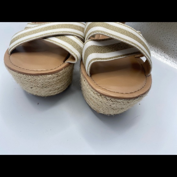 Tommy Hilfiger Theia Gold/White Chunky Straw Espadrille Wedge Sandals NWT Size10 - Picture 11 of 14